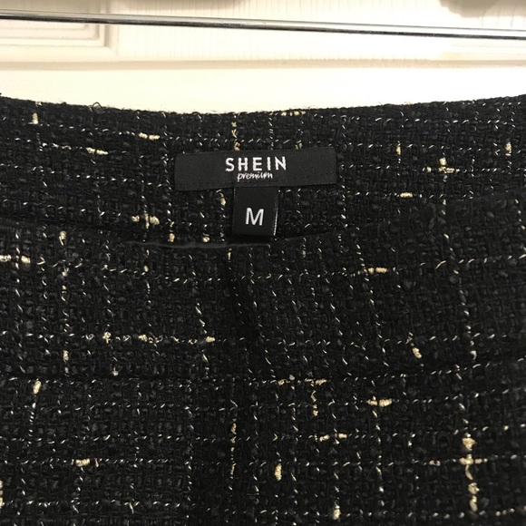 SHEIN Tweed Mini Skirt M - Knee Length black gold - Picture 5 of 10